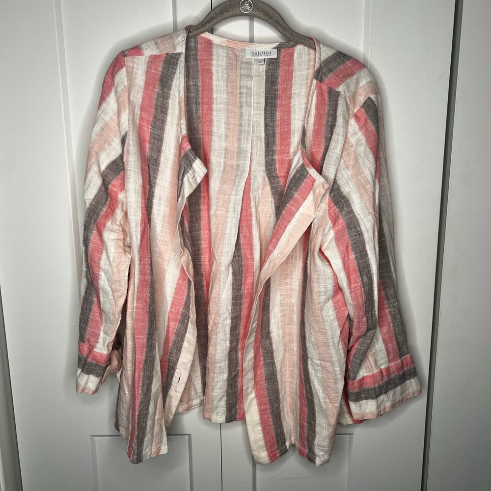 Habitat Pink and Gray Striped Lightweight Top Women's Size Large